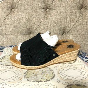 Ugg Suede Fringe Slide Wedge